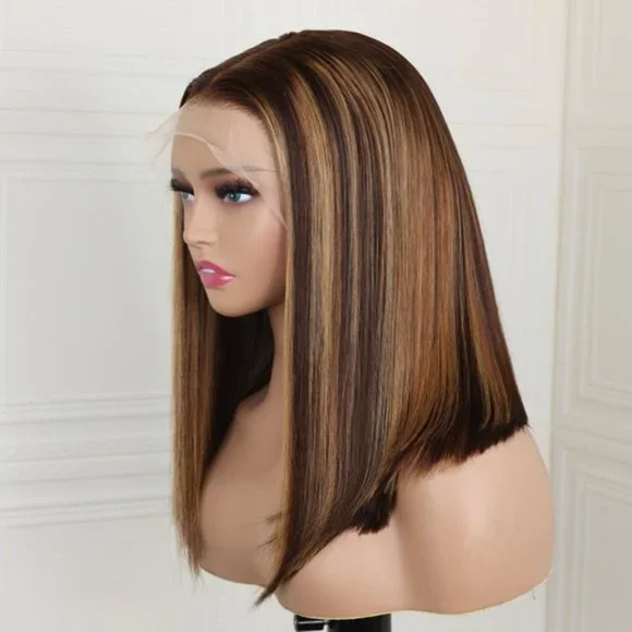 [10 INCH] Honey Blonde Ombre Bob Wig 13x4 Lace Front - Picture 2 of 6